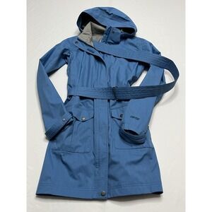 Outdoor Research Women's Blue Belted Rain Hooded Coat Ventia S